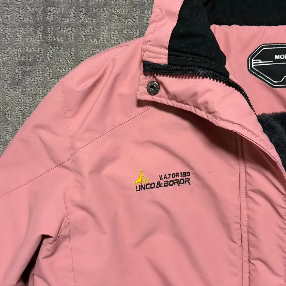 Moerdeng embroidered pink ski jacket